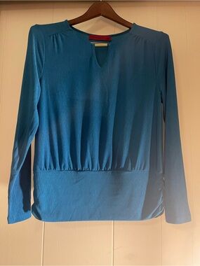 Scarlett Teal Long-Sleeve Keyhole Women's Top
